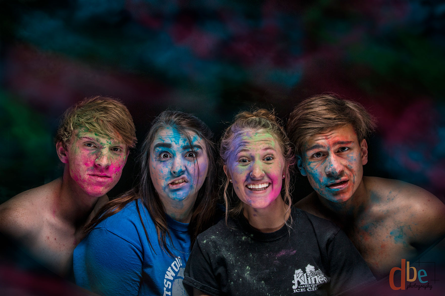 Group of Kids Messy Paint Portrait