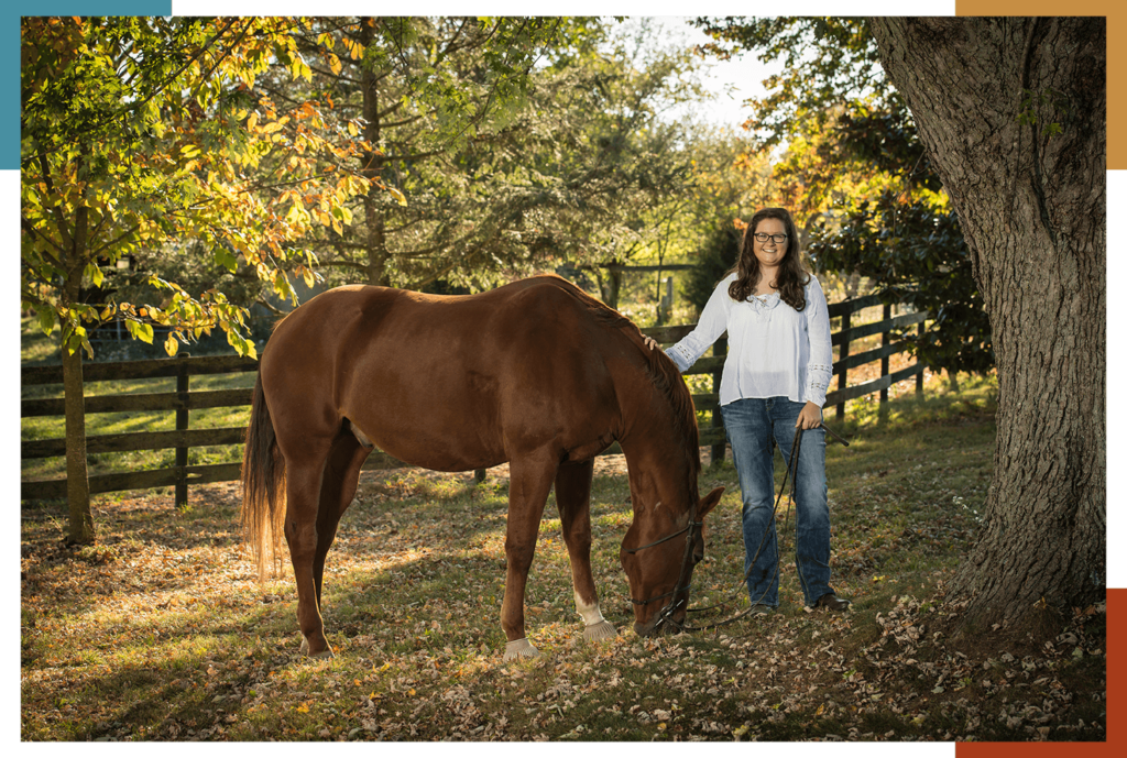 Senior Girl Holding Horse